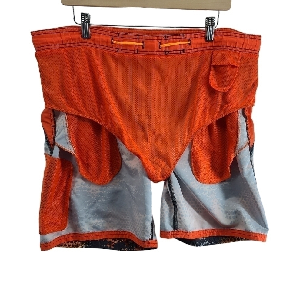 Nike Swim Short Trunks Suit Snake Skin Black Orange Print Men's Shorts Medium - Picture 7 of 9
